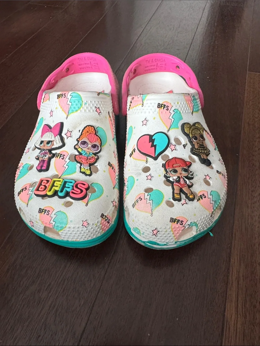 L.O.L. Surprise! White Teal Pink Kids Slip-On Sandals